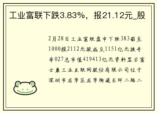 工业富联下跌3.83%，报21.12元_股